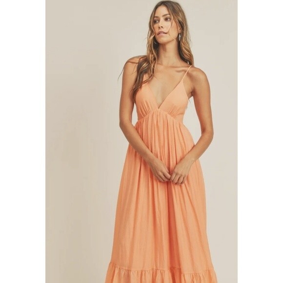 Dresses & Skirts - Mable Stella Orange Maxi A-Line Tie Back Dress